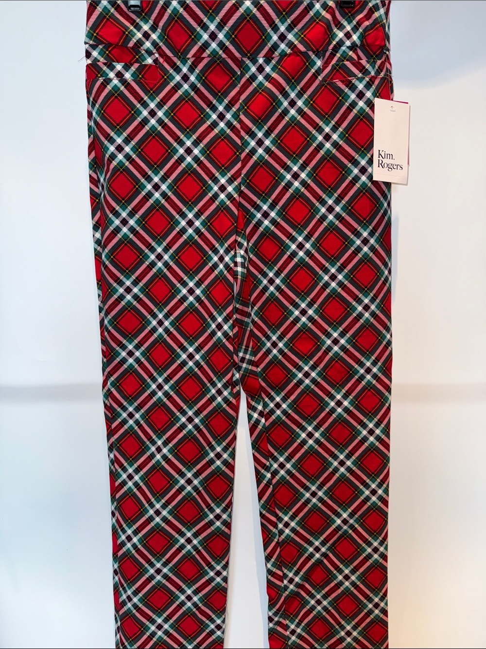 Kim Rogers Red Plaid Kids Pajama Pants with Green and White